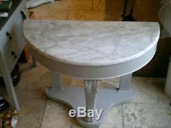 Vintage Demi Lune Marble Top Wash Stand/Console Table in Shabby Chic Laura Ashle