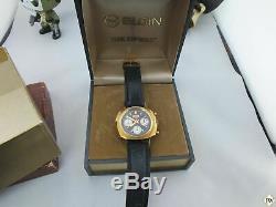 Vintage Elgin 60's Chronograph Valjoux 7736 Watch Panda Cal 330 (73643 814) Box