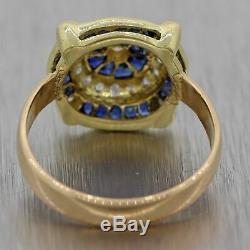 Vintage Estate 18k Yellow Gold Art Deco Style 0.75ctw Sapphire & Diamond Ring