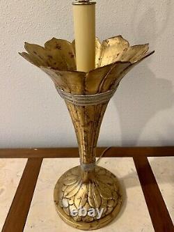 Vintage Gilt Metal Lamp, Florentine, Dramatic Torch, Egyptian, Deco