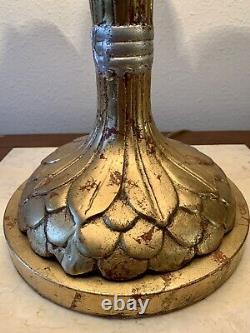 Vintage Gilt Metal Lamp, Florentine, Dramatic Torch, Egyptian, Deco