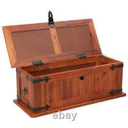 Vintage Large Wooden Treasure Chest Storage Trunk Retro Clothes Organiser Brown