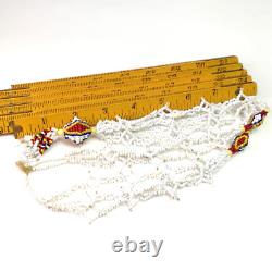 Vintage Long White Seed Bead Tassel Necklace Sautoir Art Deco Style Jewellery