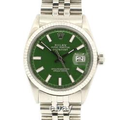 Vintage ROLEX Oyster Perpetual DateJust 36mm GREEN luminescent Dial Watch