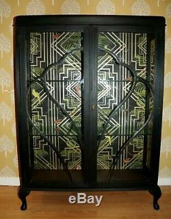 Vintage Retro 30's ART DECO cocktail Gin bar display cabinet cupboard glass P&P