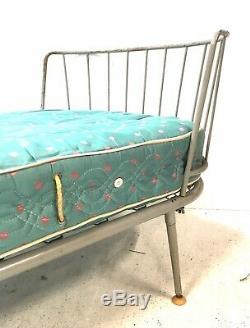 Vintage Retro Mid Century 1950s Ernest Race Style Single Metal Bed / Day Bed