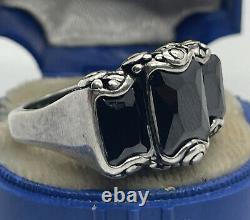 Vintage Sterling Silver Ring 925 Size 6.5 Smokey Quartz Art Deco Style