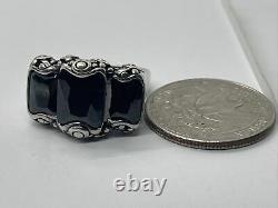 Vintage Sterling Silver Ring 925 Size 6.5 Smokey Quartz Art Deco Style