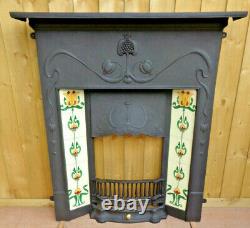 Vintage Style Fireplace Front with Tiles. Art Deco with Tidy + Fixing lugs