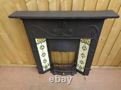 Vintage Style Fireplace Front with Tiles. Art Deco with Tidy + Fixing lugs