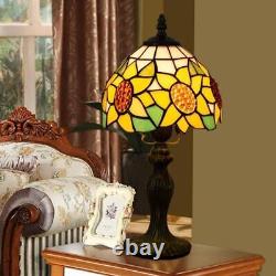 Vintage Sunflower Lampshade Table Lamp Tiffany Style Stained Glass Desk Light