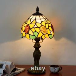 Vintage Sunflower Lampshade Table Lamp Tiffany Style Stained Glass Desk Light