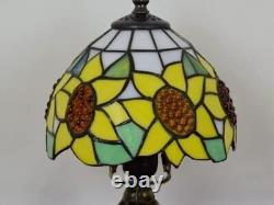 Vintage Sunflower Lampshade Table Lamp Tiffany Style Stained Glass Desk Light