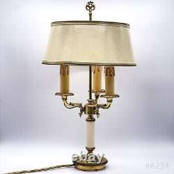 Vintage Table Lamp Empire Style With Lampshade 3-armig Made of Brass 41cm