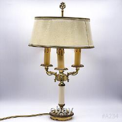 Vintage Table Lamp Empire Style With Lampshade 3-armig Made of Brass 41cm