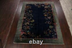 Vintage Vegetable Dye Art Deco Nichols Chinese Area Rug Hand-knotted 9x11 Carpet