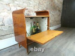 Vintage mid century Art Deco style 1950s walnut cocktail drinks cabinet 1960s