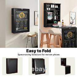 Wall-Mounted Drop-Leaf Table Folding Home Desk Shelf Multi-Function Chalkboard