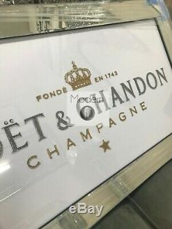 White 3D Moet and Chandon mirrored Picture, Picture with 3d Sparkle Detail