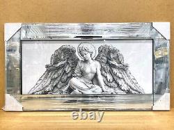 White Angel Picture Liquid Art Wings Wall Hung Mirror Frame Glitter 85x45 cm