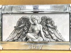 White Angel Picture Liquid Art Wings Wall Hung Mirror Frame Glitter 85x45 cm