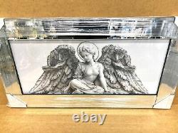 White Angel Picture Liquid Art Wings Wall Hung Mirror Frame Glitter 85x45 cm