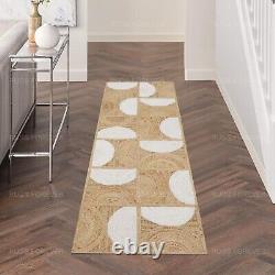 White Beige Jute 4x6 6x9 Indien Kitchen Area Rug Handmade Living Room Décor Mat