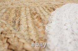 White Beige Jute 4x6 6x9 Indien Kitchen Area Rug Handmade Living Room Décor Mat