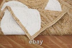 White Beige Jute 4x6 6x9 Indien Kitchen Area Rug Handmade Living Room Décor Mat