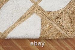 White Beige Jute 4x6 6x9 Indien Kitchen Area Rug Handmade Living Room Décor Mat