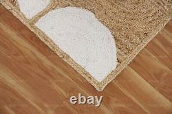 White Beige Jute 4x6 6x9 Indien Kitchen Area Rug Handmade Living Room Décor Mat