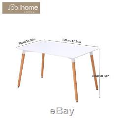 White Dining Office Table Chairs Set Rectangle Wood Legs MDF Eiffel Retro Design