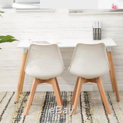 White Dining Office Table Chairs Set Rectangle Wood Legs MDF Eiffel Retro Design