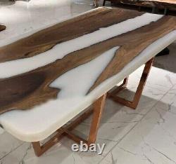 White Epoxy Center Table Top with Elegant Look Handmade Coffee Table for Home