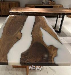 White Epoxy Center Table Top with Elegant Look Handmade Coffee Table for Home