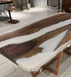 White Epoxy Center Table Top with Elegant Look Handmade Coffee Table for Home