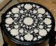 White Floral Design Coffee Table Top Black Marble Sofa Side Table For Home 13