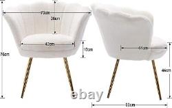 White & Gold Accent Chair Faux Fur Metal Gold Plating Legs Bedroom Living room