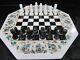 White Marble Chess Board Table Top Abalone Shell Inlay Work Coffee Table For Bar