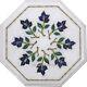White Marble Coffee Table Top Lapis Lazuli Stone Inlaid Work End Table 09 Inches