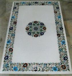 White Marble Dining Table Top Border Design Inlaid Center table 36 x 60 Inches