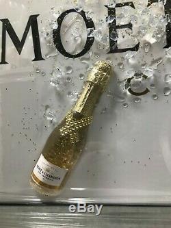 White Moet & Chandon Champagne Picture with 3D Bottles and Sparkle Detail