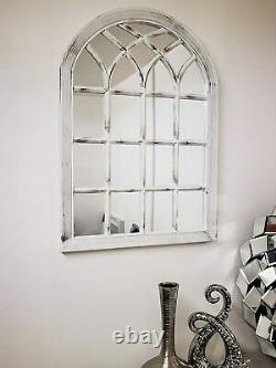 White Rustic Soho Window Style Mirror Vintage Hallway Wall Mirror 50.5X71X2.5
