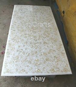 White Stone Dining Table Top Mother of Pearl stone Inlaid Work Sofa table 30x60