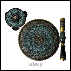 Wooden Round Coffee Table with Naqsheen Work (3 Pcs)