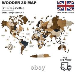 Wooden World Map 3D Art Large Wall Decor Size (M, L, XL) Wall Art For Home