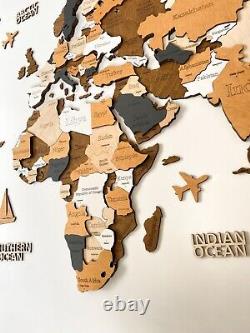Wooden World Map 3D Art Large Wall Decor Size (M, L, XL) Wall Art For Home