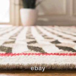 Wool Area Boho Rug Vintage Kilim Modern Carpet Taupe Cream Southwest Living Room