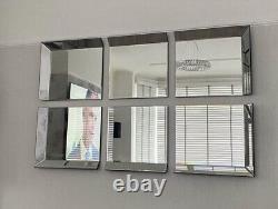 X-Large Modern Venetian Bevelled Glass 6 Panel Wall Mirror W168 x H107cm