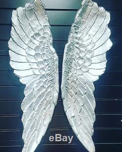 X Large set, 105cm Silver Angel Wings, Wall Mounted Art Decor Hanging Home